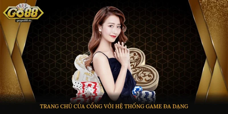 Trang chủ của cổng với hệ thống game đa dạng